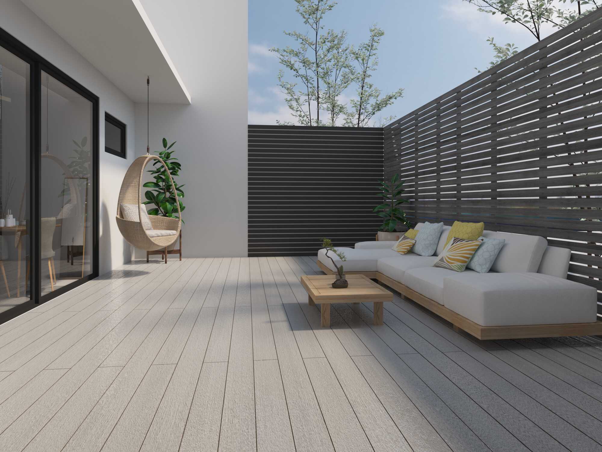 พื้นตกแต่ง เอสซีจี  รุ่น ที-คลิปชิลด์ ขนาด 20x300x2.5 ซม. สีวอร์มเกรย์